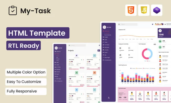 Mytask - Hr, Project Management Admin Template